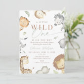 Safari-One-Baby-Dusche Einladung (Stehend Vorderseite)