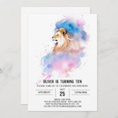 Safari Online Lion Birthday Einladung (Vorne/Hinten)