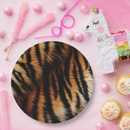 Safari Orange Black Tiger Pappteller (Party)