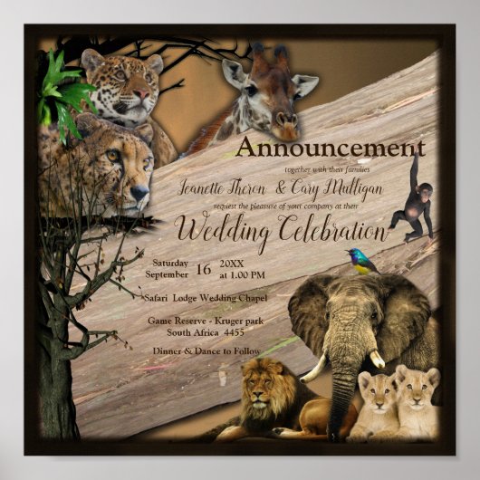 Safari Outdoor Hochzeitsankündigung Poster (Vorne)
