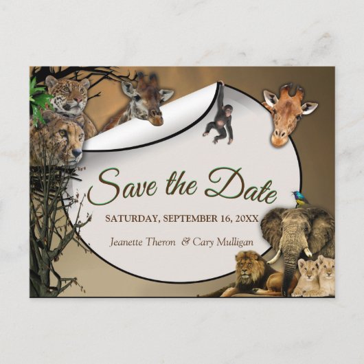 Safari Outdoor Save the Date Ankündigungspostkarte (Vorderseite)