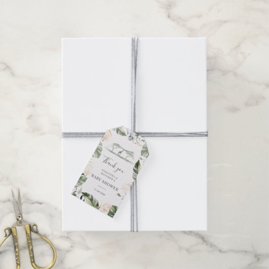 Safari Palm Blätter Paare Baby Dusche Gefallen Geschenkanhänger (Mit Garn)