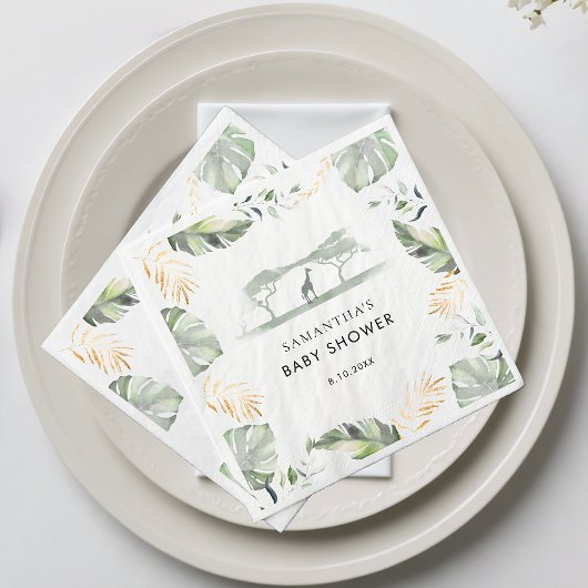 Safari Palm Verlasse Baby Shower Paper Serviette