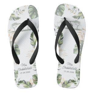 Safari Palm Verlasse Honeymoon Botanische Script M Badesandalen