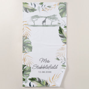 Safari Palm Verlasse Newlyweds Script Mrs. Strandtuch
