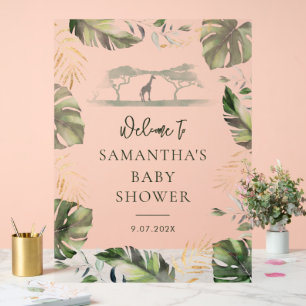 Safari Palm Verlasse Script Baby Dusche Willkommen Acrylschild