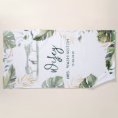Safari Palm Verlasse Tropical Wifey Script Honeymo Strandtuch (Vorderseite)