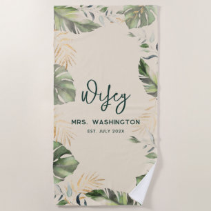Safari Palm Verlasse Tropical Wifey Script Honeymo Strandtuch