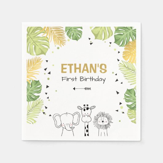 Safari Paper Napkins Zoo Wild Jungle Animals Boy Serviette (Vorderseite)