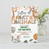 Safari Party Animals birthday invitation Einladung (Stehend Vorderseite)