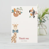 Safari Party Animals Danke Karte (Stehend Vorderseite)