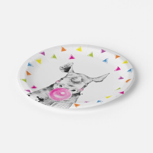 Safari Party Animals Wild Rhino Zoo Birthday Pappteller (Schrägansicht)