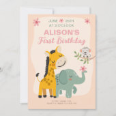 Safari-Party für Klein Eins, 1. Geburtstag Einladung (Vorderseite)