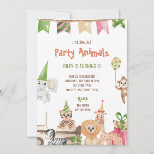 Safari Party Tiere Geburtstag Einladung