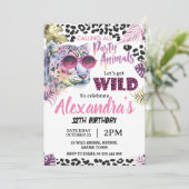 Safari Party Tiere Geburtstag Leopard Print Girl Einladung (Stehend Vorderseite)
