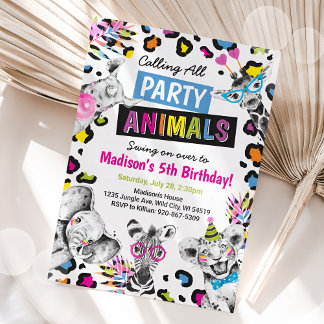 Safari-Party-Tiere Geburtstag Leoparden-Druck Einladung