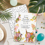 Safari Party Tiere Handgezogene Kid Joint Geburtst Einladung<br><div class="desc">Dieses boho Safari Party Tiere Geburtstagsgestalterdesign wurde mit Blatt- und Botanischen Bildern aus dem Stanzen meiner handgeschnitzten Briefmarke erstellt, zusammen mit handgezeichneten Linien-Zeichnungen eines Tigers, Elefanten und Cocktuns, die digital auf meiner originalen Hand überlagert wurden, abstrakte Kunst in erdigen Tönen von Rosa, Orange und Grün, um ein wirklich einzigartiges Design...</div>