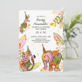 Safari Party Tiere Handgezogene Kid Joint Geburtst Einladung (Stehend Vorderseite)