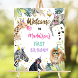 Safari Party Tiere Wild Girl Geburtstag Willkommen Poster