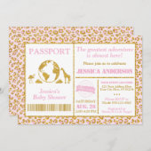 Safari Passport Baby Dusche Einladung (Vorne/Hinten)