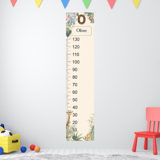 Safari Personalized Name Monogram O Growth Chart Poster