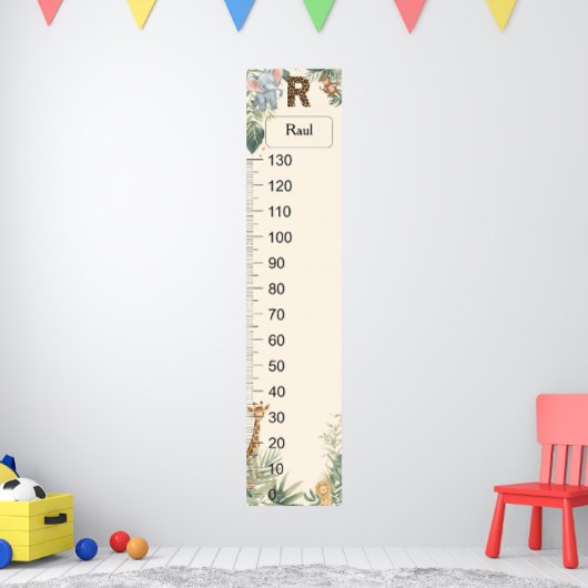 Safari Personalized Name Monogram R Growth Chart Poster