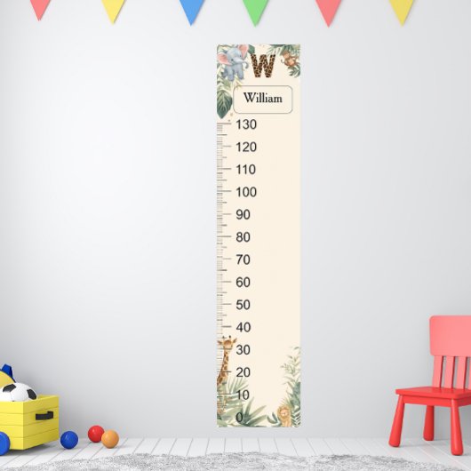 Safari Personalized Name Monogram W Growth Chart Poster