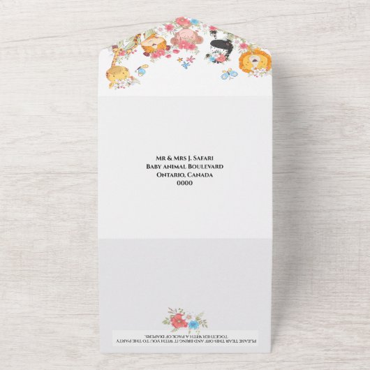 Safari-Pilot-Tiere Heißluftballon Dschungel Party All In One Einladung (Außenbereich)