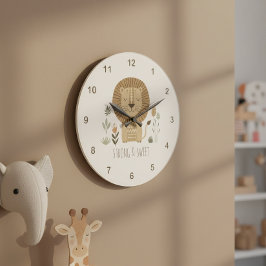 Safari Portrait Lion Ivory ID1264 Große Wanduhr