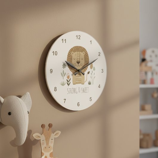 Safari Portrait Lion Ivory ID1264 Große Wanduhr