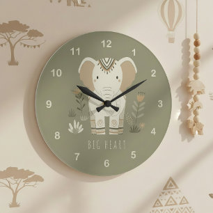 Safari-Porträt Elefant ID1264 Große Wanduhr