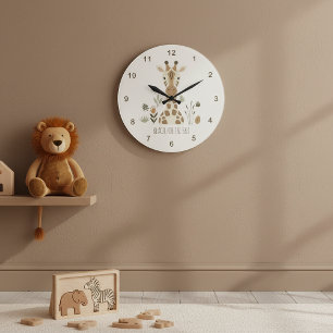 Safari-Porträt Giraffe Elfenbein ID1264 Große Wanduhr