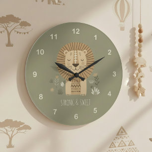 Safari-Porträt-Löwe ID1264 Große Wanduhr