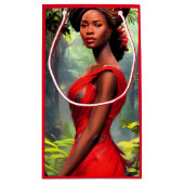 Safari Queen: Majestic African Women Red Feathers Kleine Geschenktüte (Rückseite)