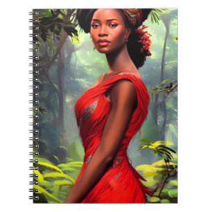 Safari Queen: Majestic African Women Red Feathers Notizblock