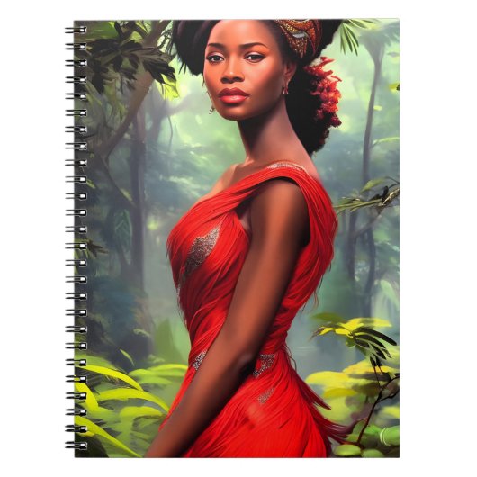 Safari Queen: Majestic African Women Red Feathers Notizblock (Vorderseite)