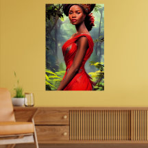 Safari Queen: Majestic African Women Red Feathers