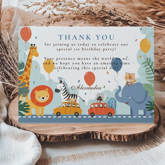 Safari Race Car 2. Geburtstag Dankeskarte