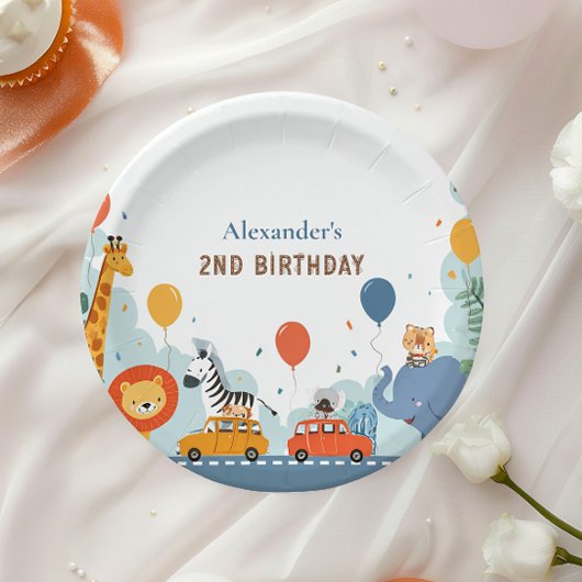 Safari Race Car 2. Geburtstag Pappteller