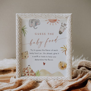 SAFARI Raten Sie das Baby Food Game-Zeichen Poster
