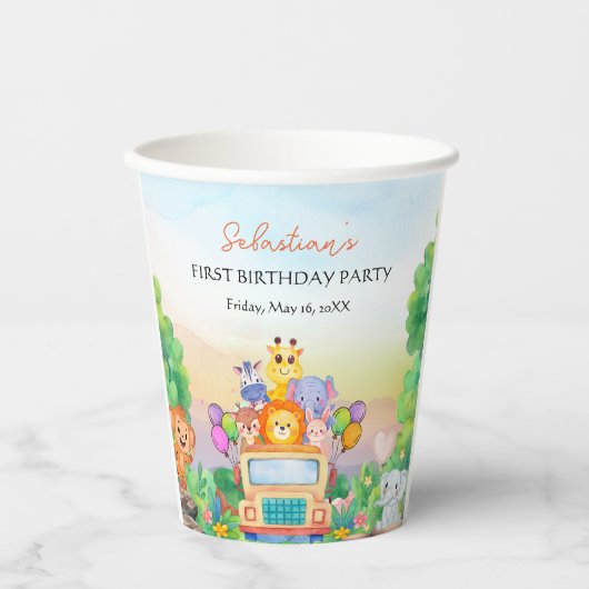 Safari Ride Jungle Fun Style Birthday Party Cups Pappbecher (Vorderseite)