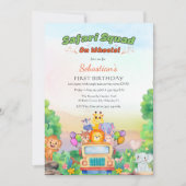 Safari Ride Theme – Wild One 1st Birthday Baby Boy Einladung (Vorderseite)