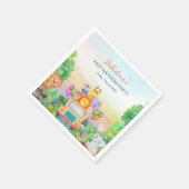 Safari Ride Theme Wild One Boy 1st Birthday Serviette (Ecke)