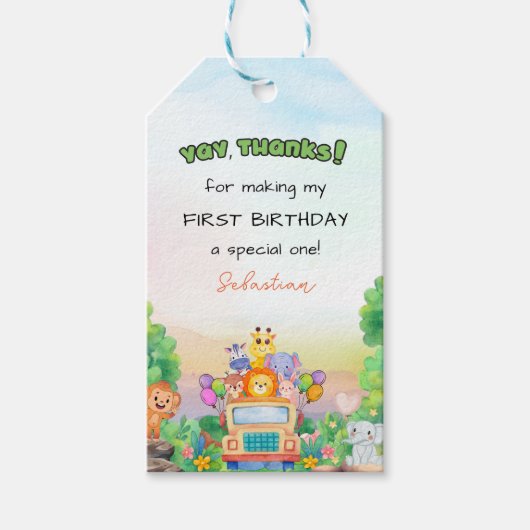 Safari Ride Wild One Boy 1st Birthday Favor   Gift Geschenkanhänger (Vorderseite)