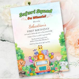 Safari-Ritt-Thema – Wild One 1. Geburtstag Baby Ju Einladung