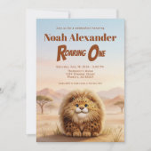 Safari Roaring One Fluffy Leopard Birthday Party Einladung (Vorderseite)