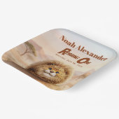 Safari Roaring One Fluffy Leopard Birthday Party Pappteller (Gewinkelt)