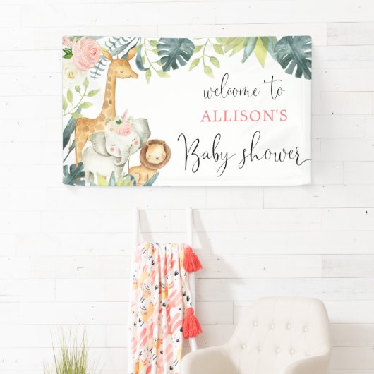 Safari Rosa Blütenmädchen Dusche Hintergrund Banner (Insitu)