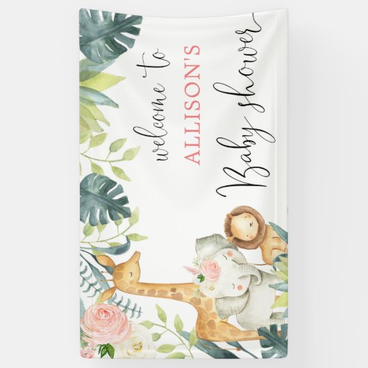 Safari Rosa Blütenmädchen Dusche Hintergrund Banner (Vertikal)