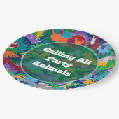 Safari ruft alle Party Tiere farbenfroh an Pappteller (Schrägansicht)